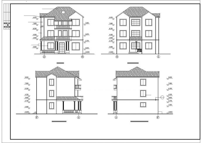 某现代经典精装3层别墅建筑方案设计施工CAD图纸_图1