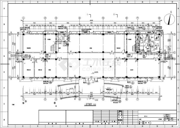 许昌市某中学2700平米4层钢混框架结构办公楼建筑设计CAD图纸-图一
