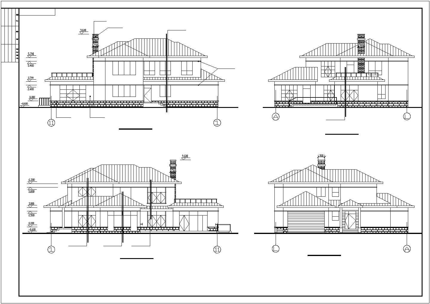 某现代经典精装山庄别墅建筑全套方案设计施工CAD图纸