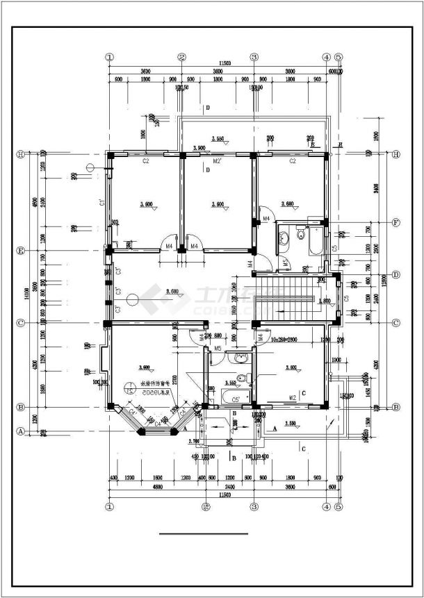 某现代经典市郊精装别墅建筑全套方案设计施工CAD图纸-图二