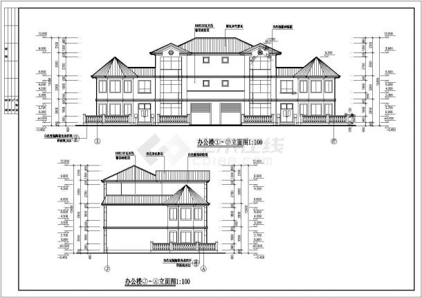 某现代风格精装办公别墅建筑全套方案设计施工CAD图纸-图二