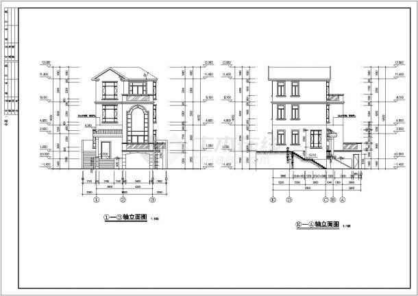 某现代风格精装商住别墅建筑全套方案设计施工CAD图纸-图一