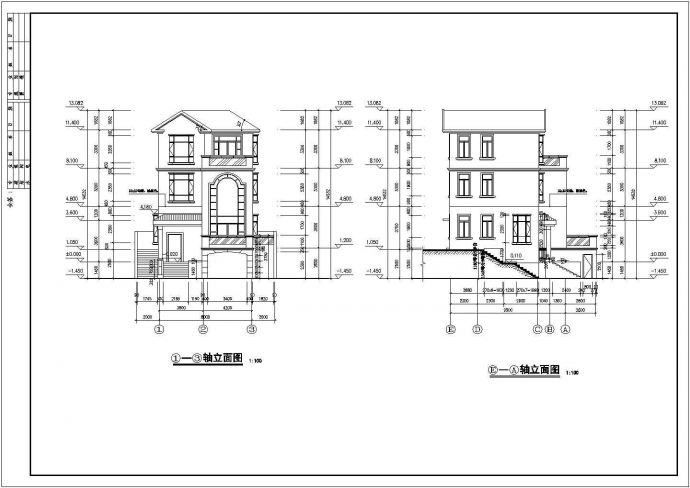 某现代风格精装商住别墅建筑全套方案设计施工CAD图纸_图1