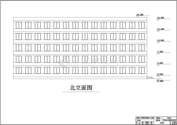 泰州市某实验中学2900平米5层框架结构办公楼建筑设计CAD图纸-图一