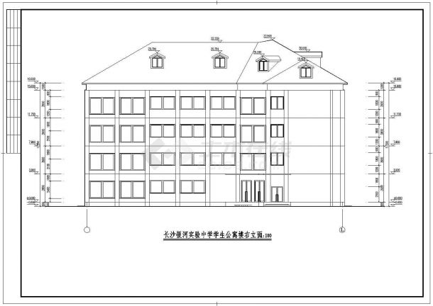 长沙市某实验中学4层框架结构学生宿舍楼建筑结构设计CAD图纸-图一