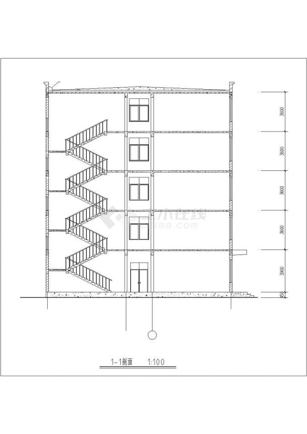 盐城市某市政单位6300平米5层框架结构办公楼建筑设计CAD图纸-图一