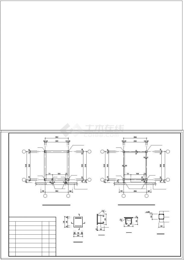 某工程钢结构室外观光电梯井道结构cad设计图纸-图二