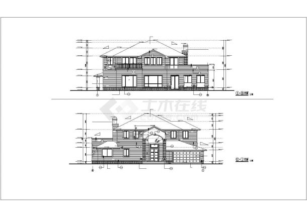 某地区经典精装多层别墅建筑方案设计施工CAD图纸-图二