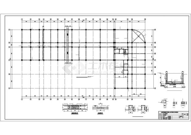 崇州市某商业街5层框架结构商务连锁宾馆全套结构设计CAD图纸-图一