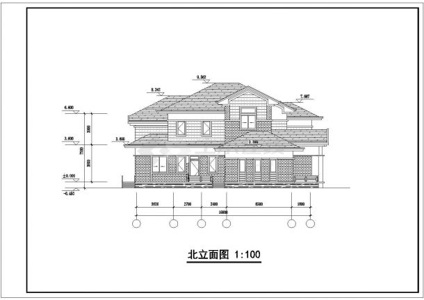 广州某别墅区362平米2层混合结构单体休闲别墅建筑设计CAD图纸-图二