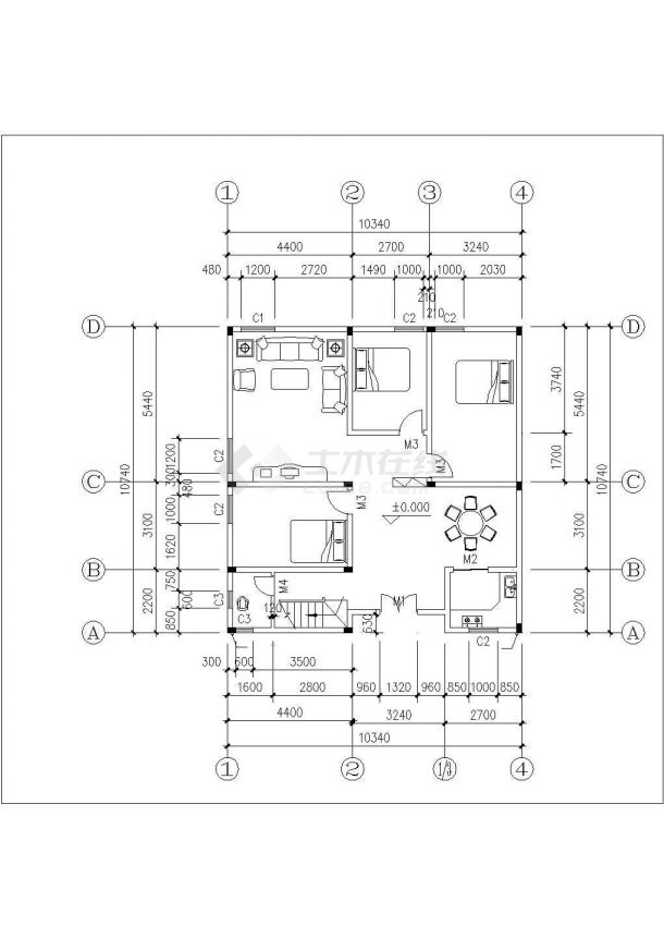 某二层私宅建筑装修设计CAD施工图附效果图-图一