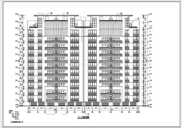 某高校小高层住宅建筑设计CAD施工图-图二