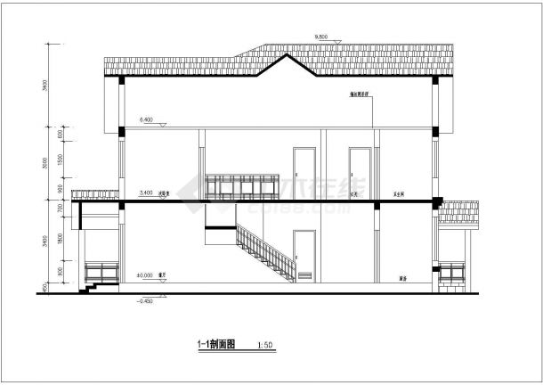 某二层框混结构欧式别墅设计cad全套建筑施工图（甲级院设计）-图一