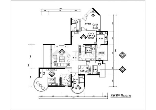 广州市江南西路某小区住宅楼经典户型全套装修设计CAD图纸-图一