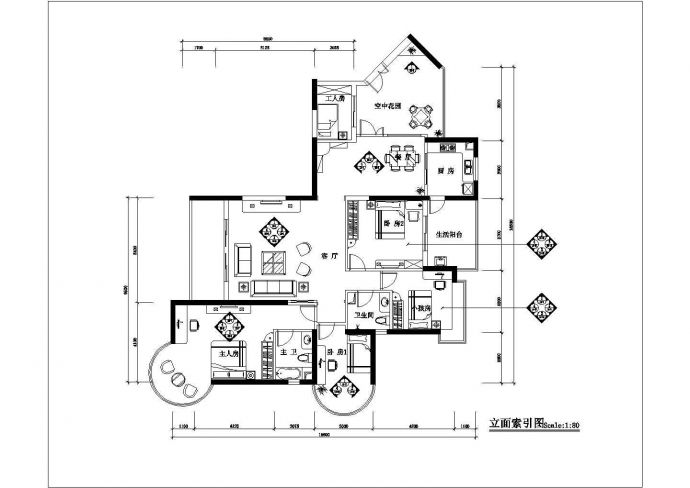 广州市江南西路某小区住宅楼经典户型全套装修设计CAD图纸_图1