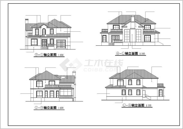 某地区经典独栋精装多层别墅建筑方案设计施工CAD图纸-图二