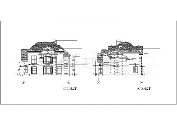 某地区经典商业独栋别墅建筑方案设计施工CAD图纸-图二