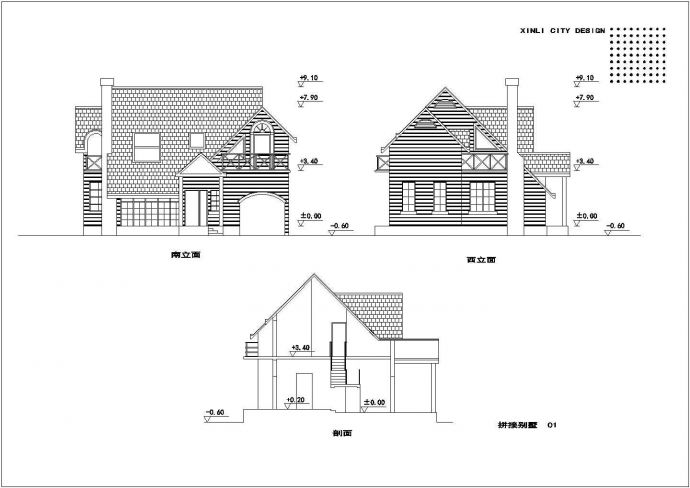 某二层框架结构欧式风格拼装别墅设计cad全套建施图（甲级院设计）_图1
