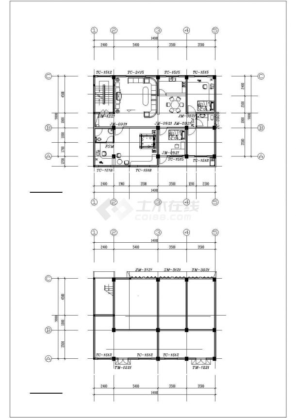 兰州市上海路某小区6层住宅楼全套平面设计CAD图纸（共4套方案）-图一