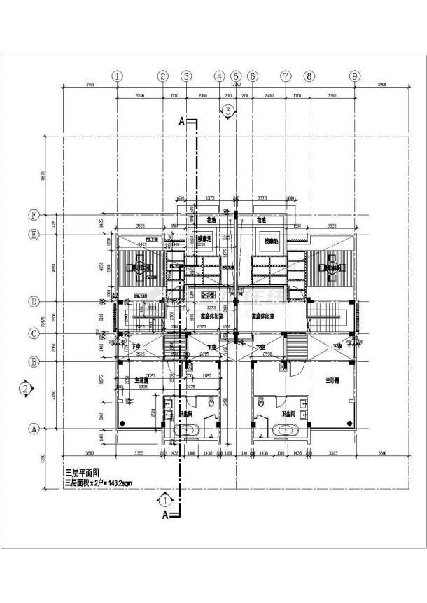 某双拼豪华别墅建筑设计CAD施工图纸-图一