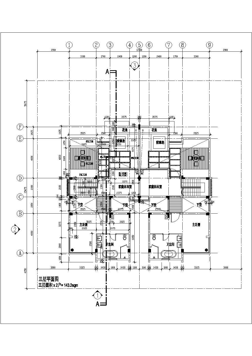 某双拼豪华别墅建筑设计CAD施工图纸