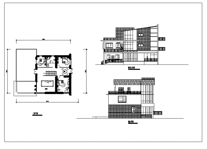 2套三层别墅小区设计施工cad图纸_图1