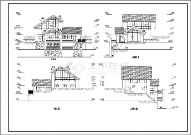 某市郊商业楼盘经典单体别墅建筑方案设计施工CAD图纸-图二