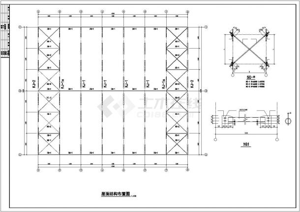 18m双连跨单层门式刚架结构独立基1530.7平米标准厂房结施图-图一