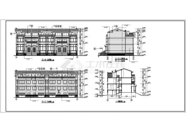 某市郊楼盘经典精品联排别墅建筑方案设计施工CAD图纸-图二