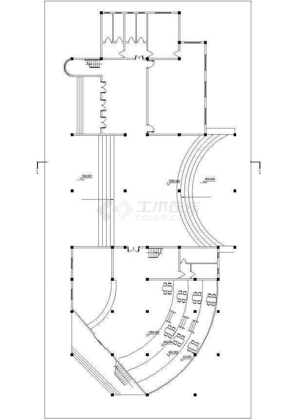 某地区休闲中心建筑设计施工cad图纸-图一