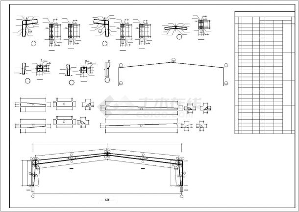 某21m-15m跨单层轻型钢结构门式刚架结构厂房设计cad全套结施图（含设计说明，含建筑设计）-图二