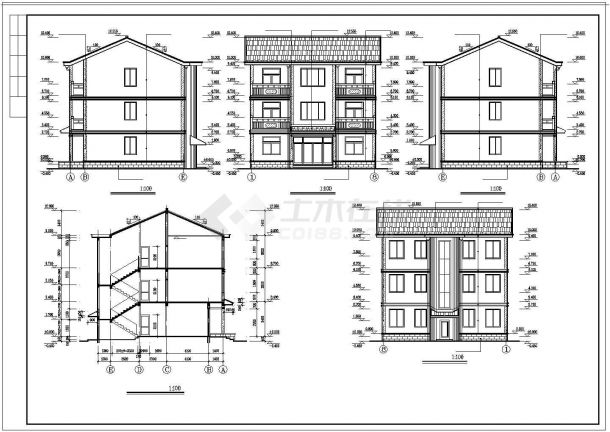 某农村别墅建筑施工设计CAD图-图一