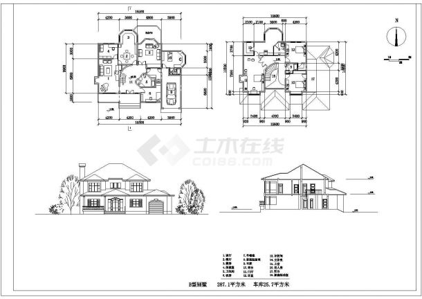 某商业楼盘现代多层独栋精装别墅建筑方案设计施工CAD图纸-图二