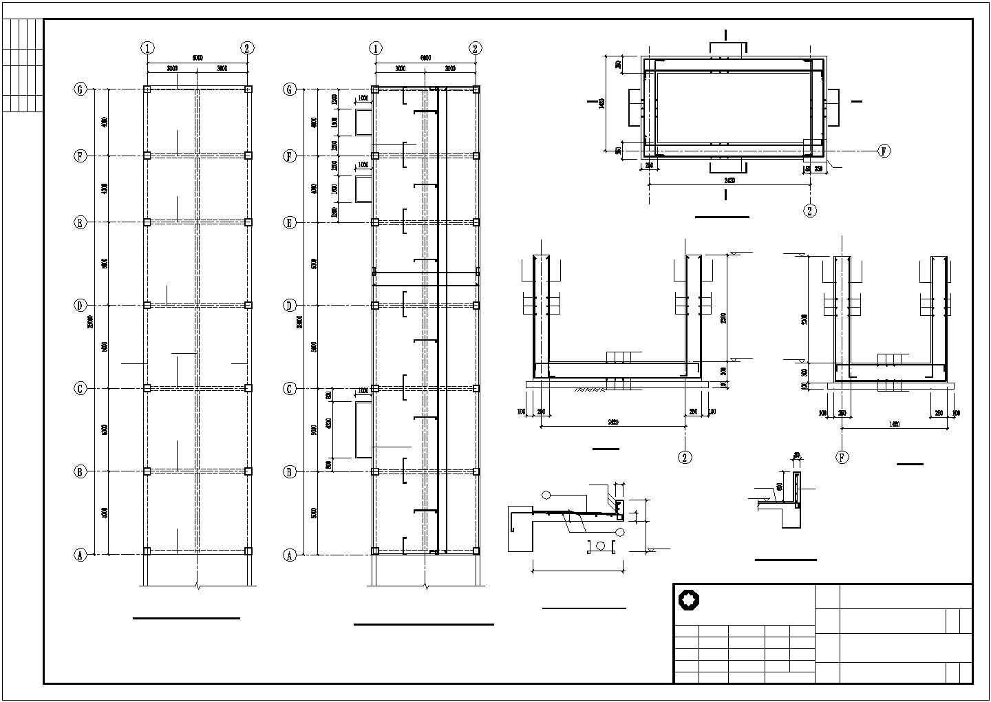 南昌市某大型炼油厂钢筋砼结构油水池及卸油池结构设计CAD图纸