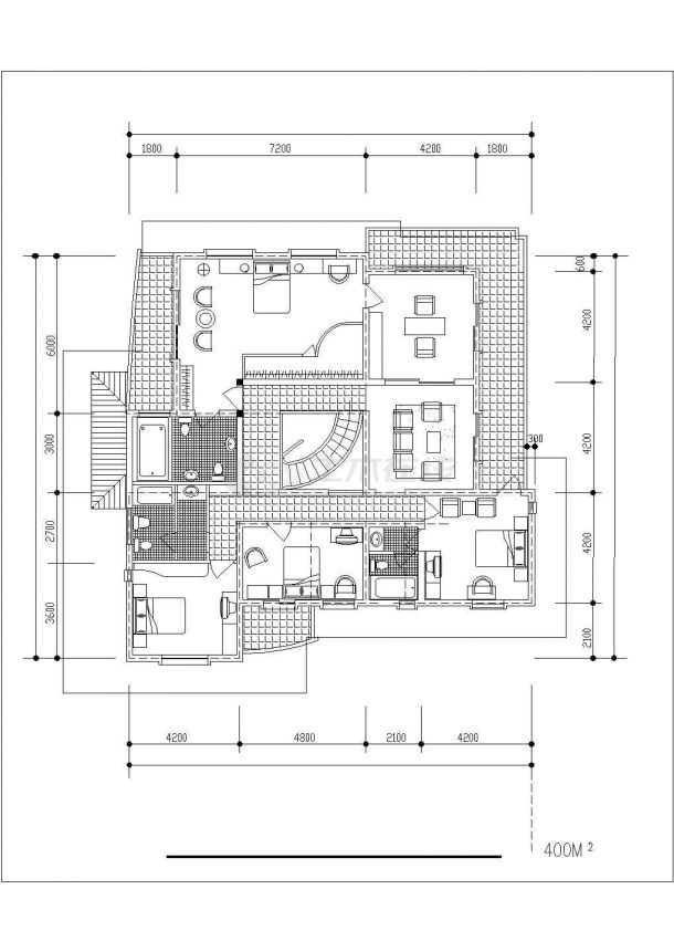 某商业楼盘现代多层精装别墅单体建筑方案设计施工CAD图纸-图二