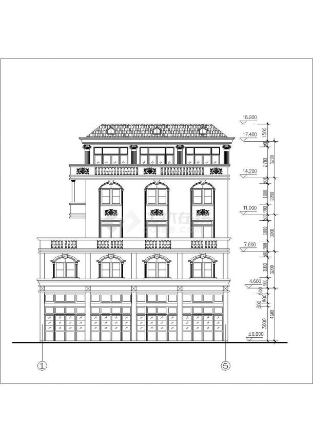 某现代商业精品多层别墅单体建筑结构方案设计施工CAD图纸-图二