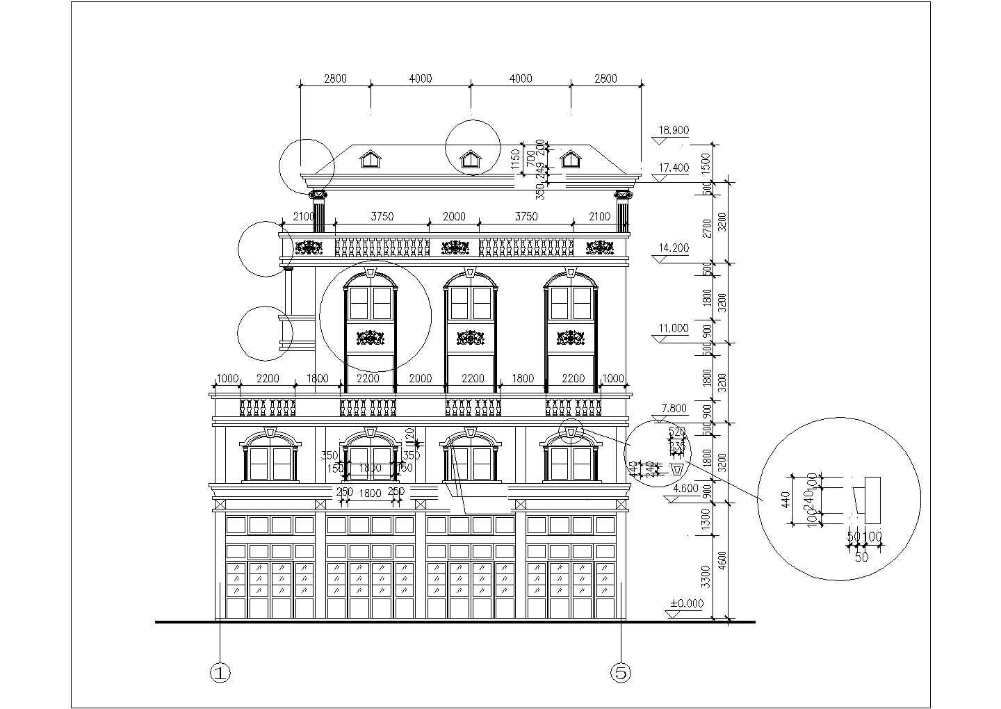 某现代商业精品多层别墅单体建筑结构方案设计施工CAD图纸