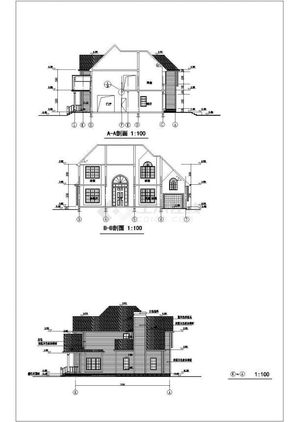 某现代商业精品别墅建筑全套方案设计施工CAD图纸-图二
