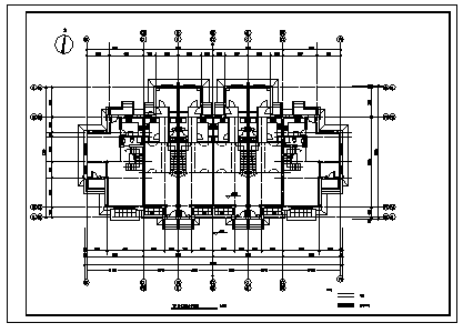 三层组合联排别墅建筑施工cad图(带地下室设计图，共六张)-图一