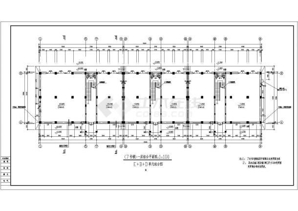 福州市某小区5层砖混结构商住楼建筑设计CAD图纸（1层商用/含阁楼）-图一