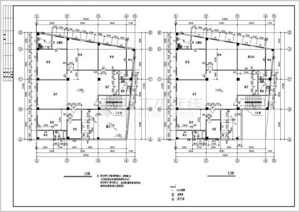 湘潭市馨民花园小区1700平米5层框架结构住宅楼建筑设计CAD图纸-图一