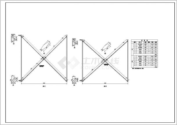 某3030平米钢结构厂房（73x41m）设计cad结施全图（含设计说明）-图二