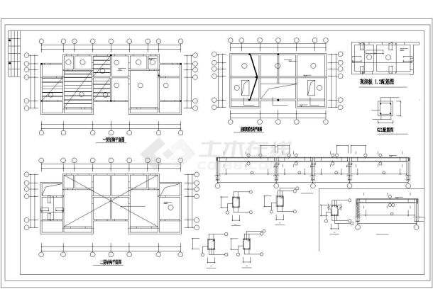 济宁市某居住区2层砖混结构住宅楼建筑结构设计CAD图纸-图一