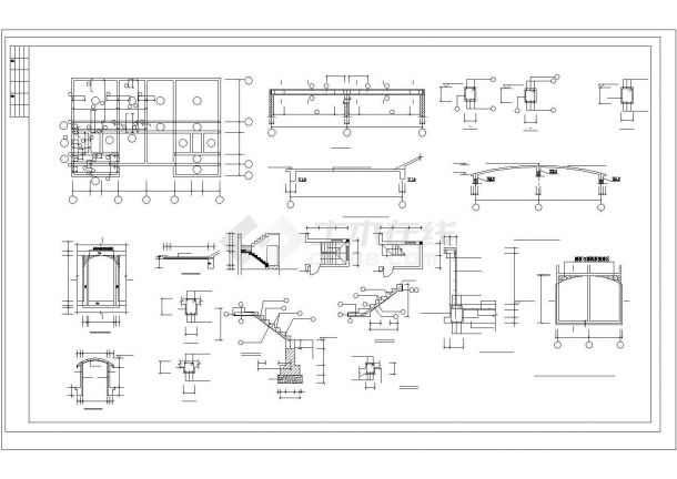 济宁市某居住区2层砖混结构住宅楼建筑结构设计CAD图纸-图二