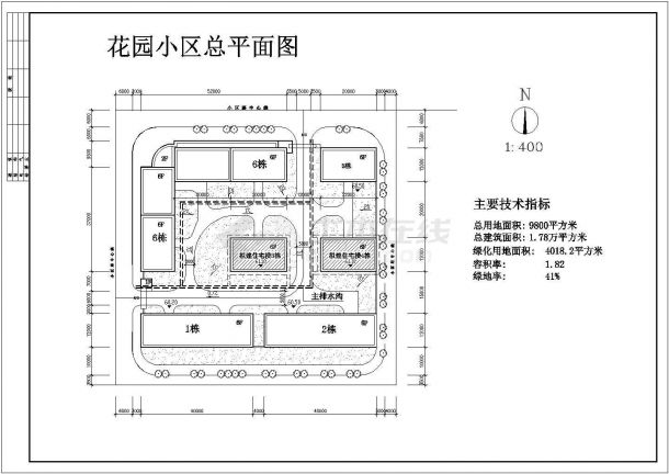 花园小区3#4#住宅楼建筑施工CAD图-图一