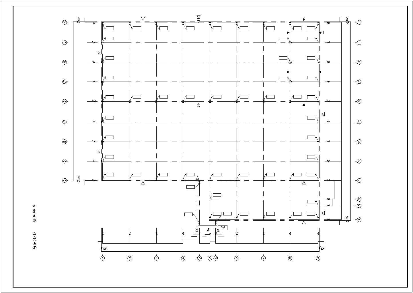 广州某带吊车的钢结构厂房结施设计CAD图