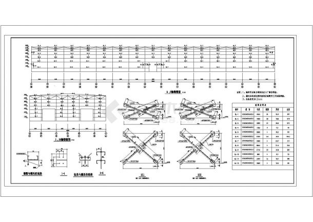 30T门式轻钢结构车间结施设计CAD全图-图一
