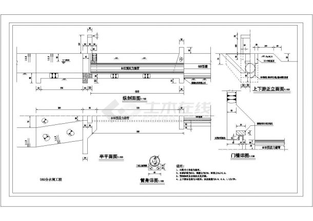 U60分水闸工程-U型槽配套建筑物设计图-图一