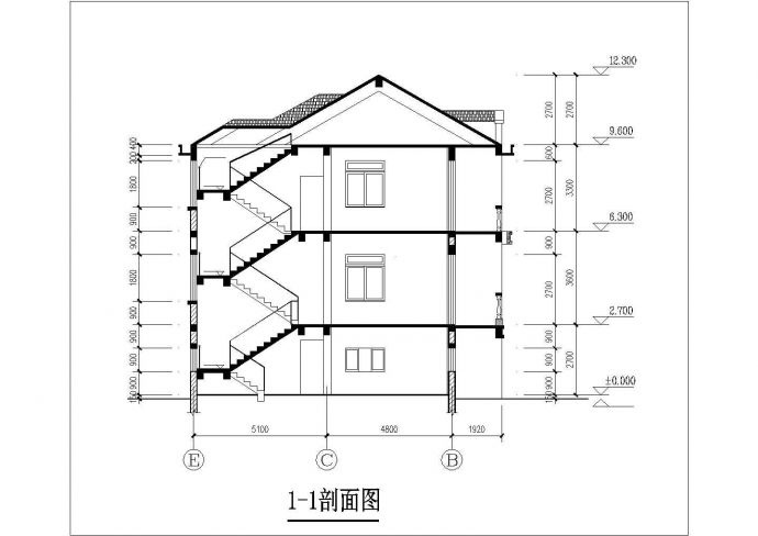 潮汕市某村镇3层砖混结构农居楼全套建筑设计CAD图纸_图1