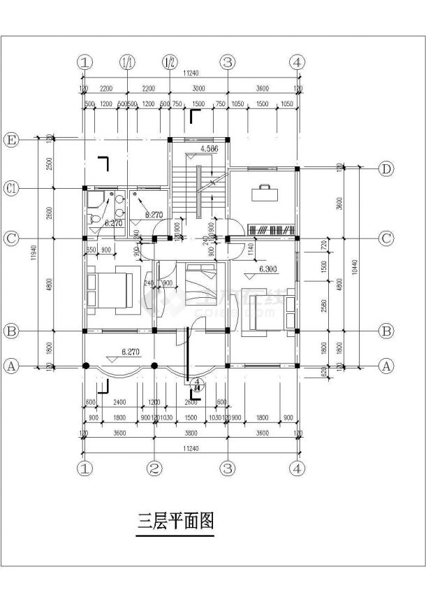 潮汕市某村镇3层砖混结构农居楼全套建筑设计CAD图纸-图二